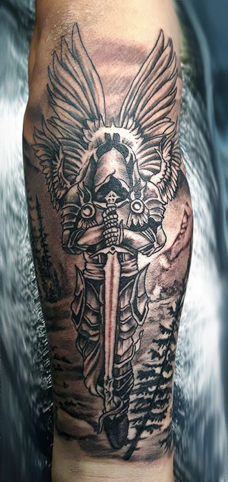 Warrior Angel Drawing Sword Best Temporary Tattoos| WannaBeInk.com
